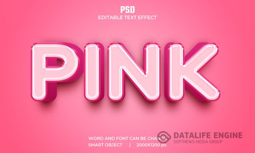 Pink 3d editable text effect premium psd