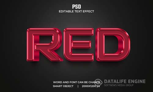 Red 3d editable text effect premium psd with background