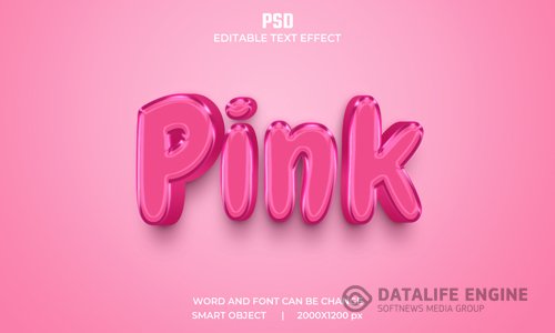 Pink 3d editable text effect premium psd with background