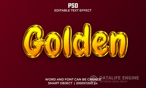 Golden 3d editable text effect premium psd with