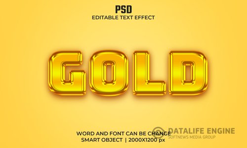 3d Gold editable text effect premium psd