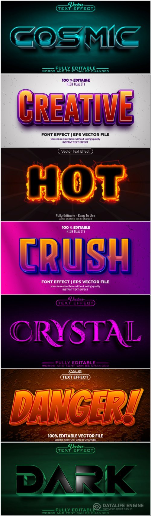 3d editable text style effect vector vol 882