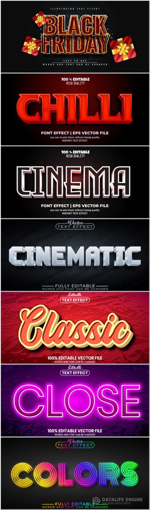 3d editable text style effect vector vol 879