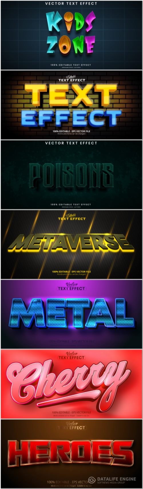 3d editable text style effect vector vol 877