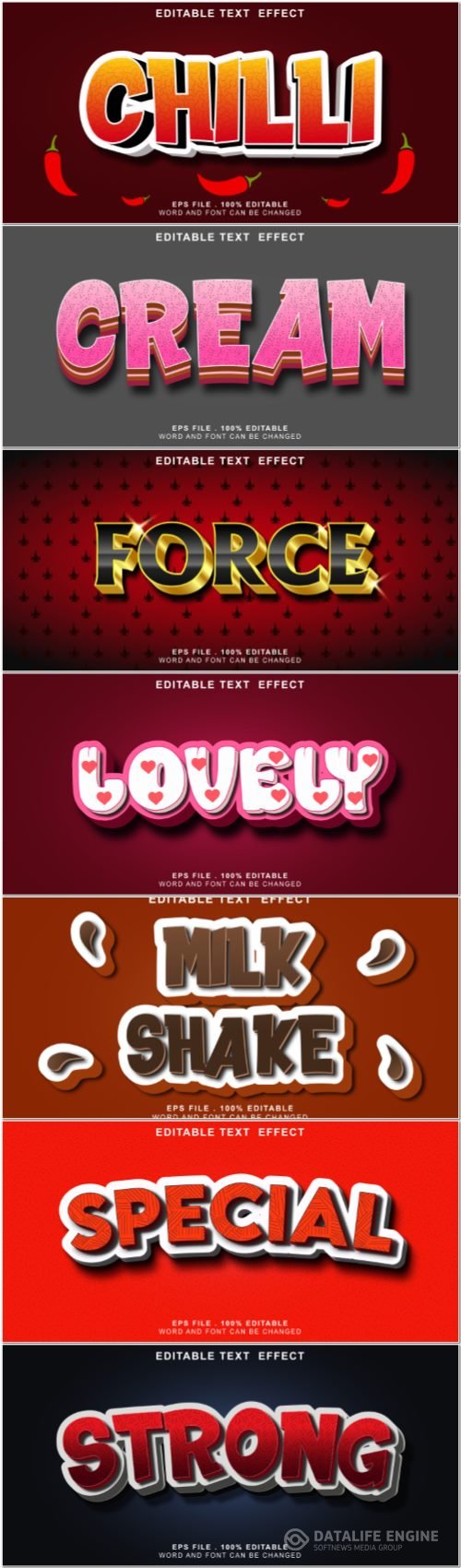 3d editable text style effect vector vol 876