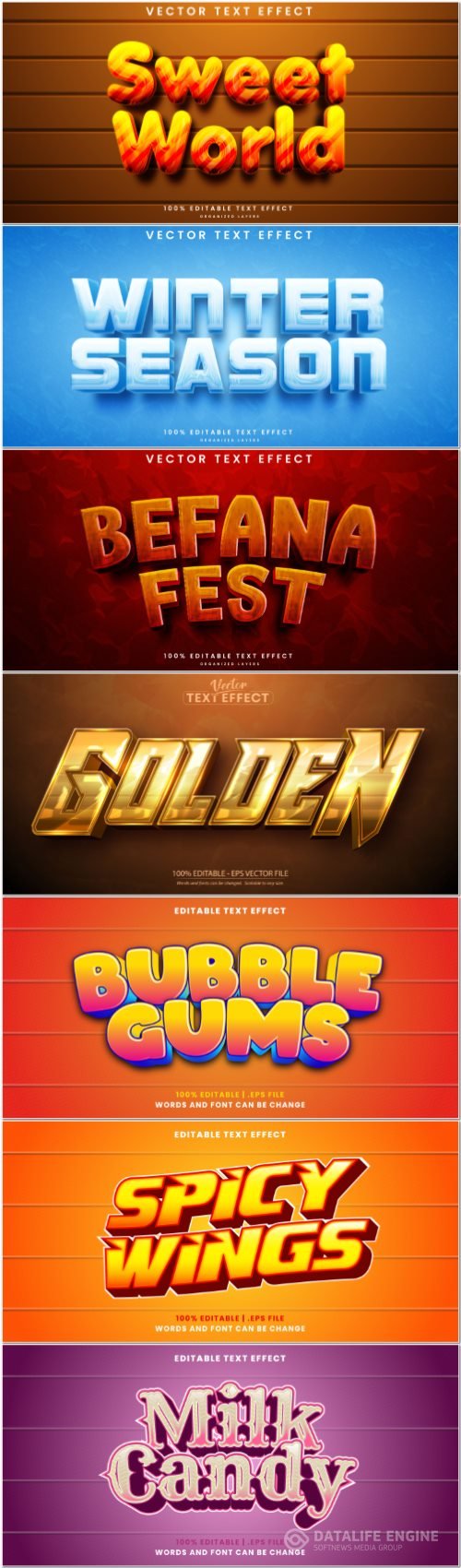 3d editable text style effect vector vol 878