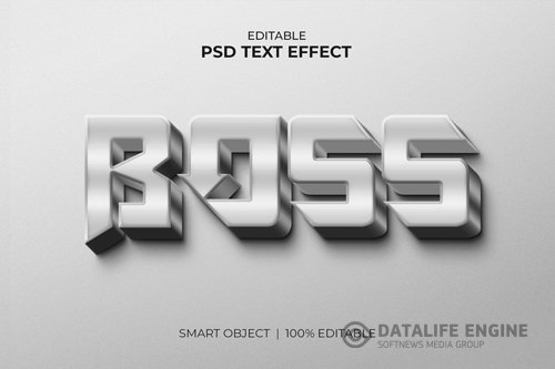 Silver boss editable 3d text effect mockup premium psd