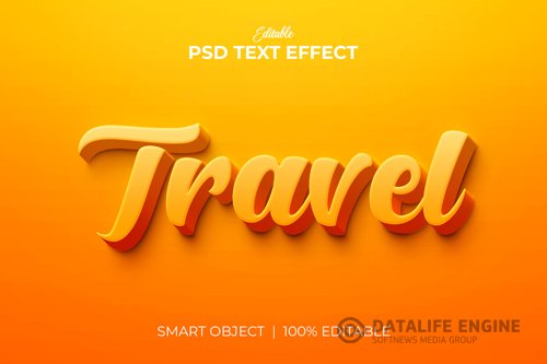 Travel editable 3d text effect premium psd