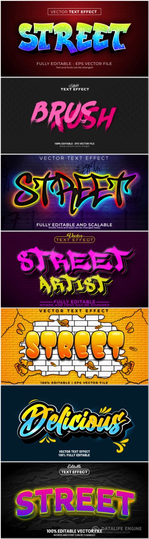 Set 3d editable text style effect vector vol 370