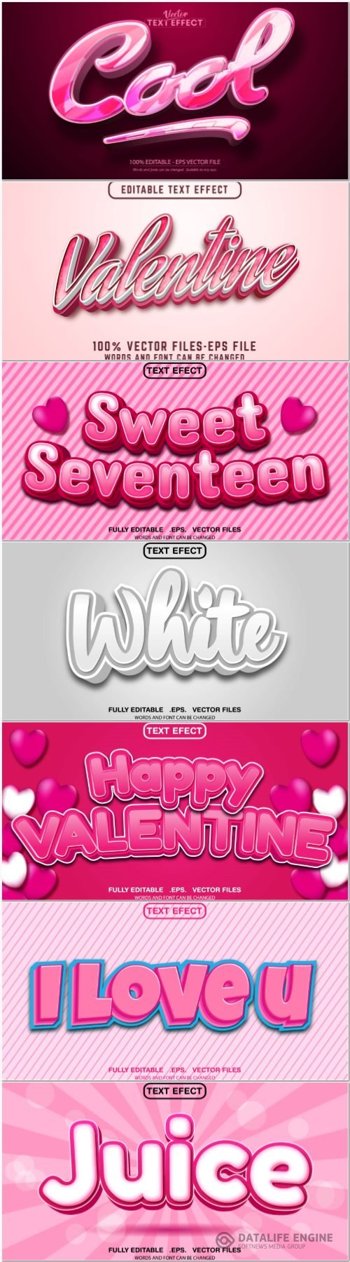 Set 3d editable text style effect vector vol 356