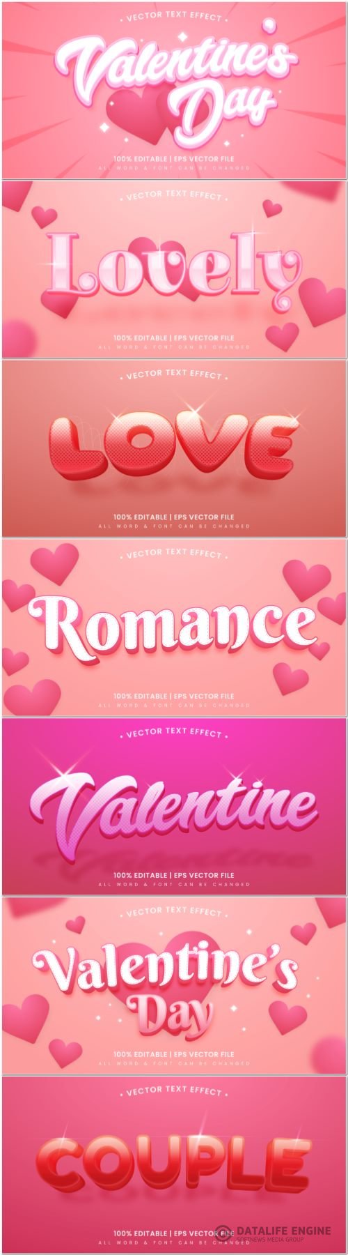 Set 3d editable text style effect vector vol 352