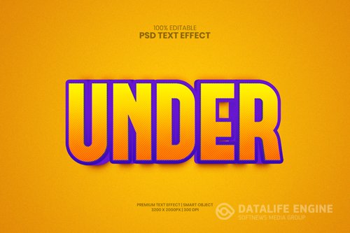 Under 3d editable premium psd text effect