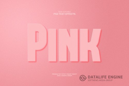 Pink minimal 3d editable premium psd text effect