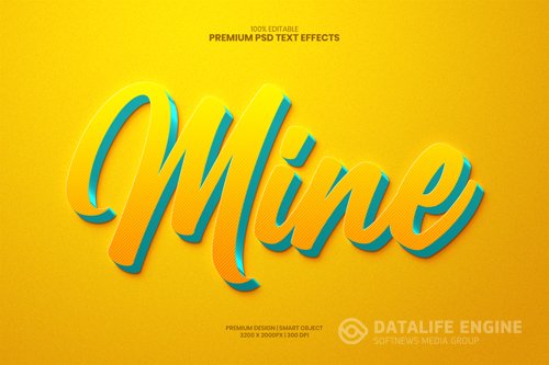 Mine modern 3d editable premium psd text effect