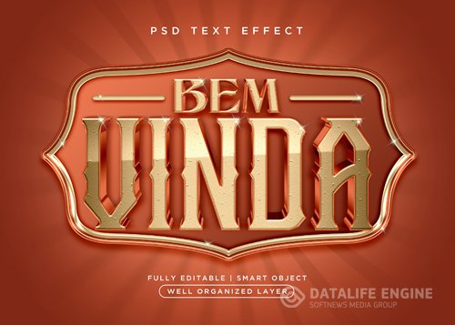 3d style bem vinda text effect psd