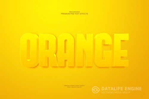 Glossy orange 3d editable premium psd text effect