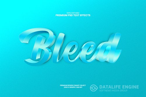 Bleed 3d editable premium psd text effect