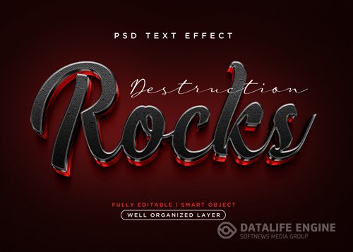 3d style rocks text effect psd