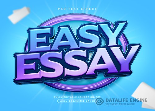 3d style essay text effect psd