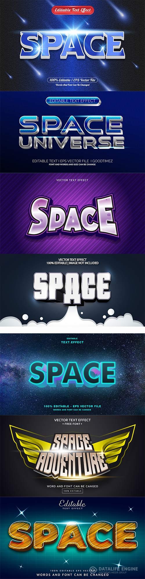 Set 3d editable text style effect vector vol 341