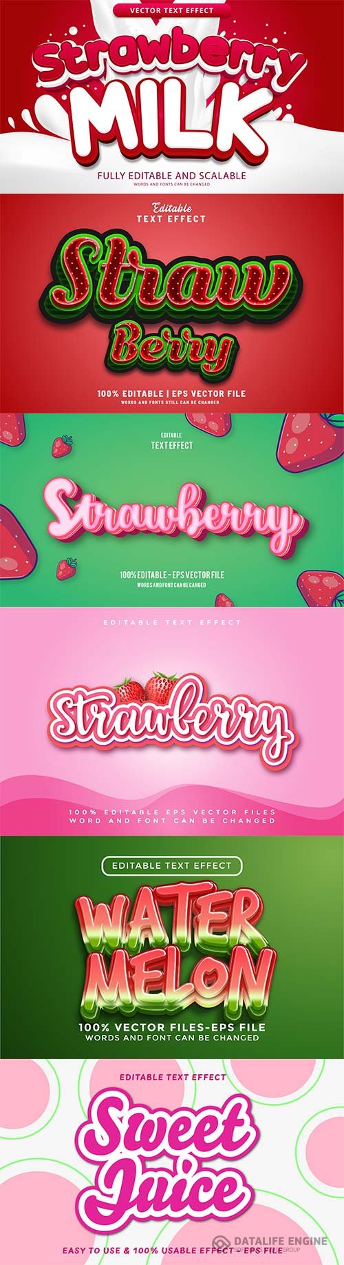 Set 3d editable text style effect vector vol 337