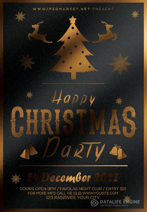 Happy christmas party psd flyer