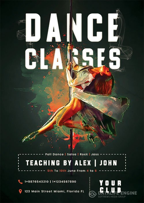 Dance classes psd template