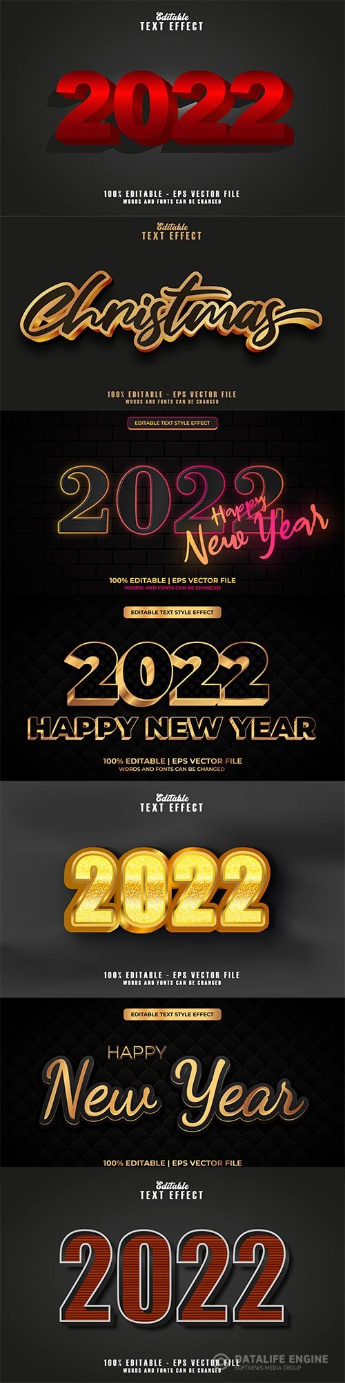 Text effect happy new year 2022 premium vector