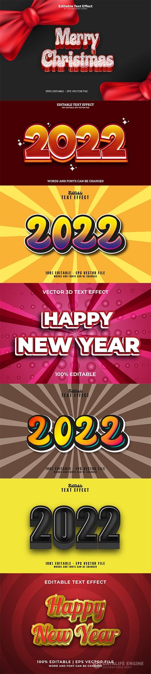 New year and christmas text effect in vector