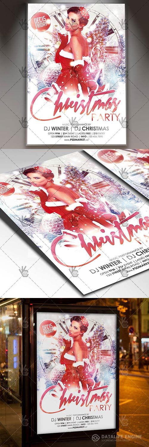 Xmas party flyer psd