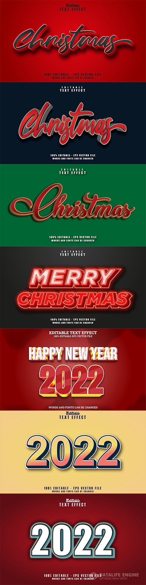 2022 text effect, Christmas text vector