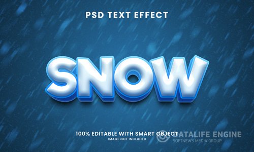 Snow 3d text effect psd