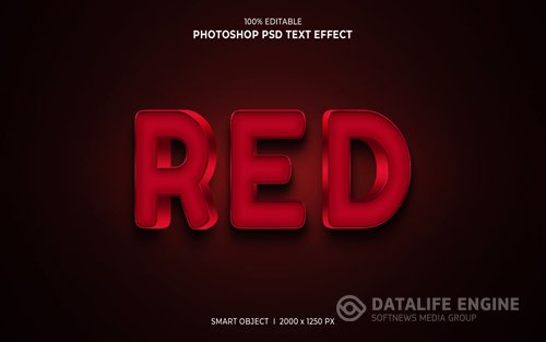 Red 3d editable text effect psd