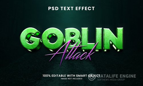 Goblin attack 3d text effect psd