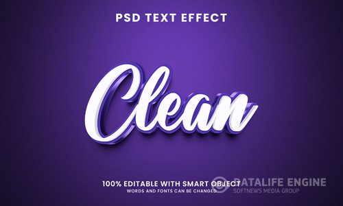 Clean 3d text effect template psd