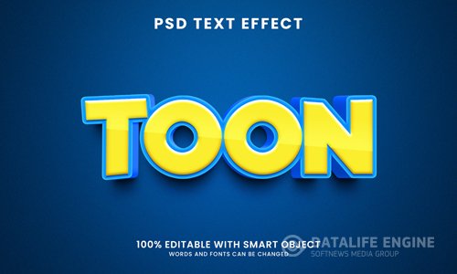 Cartoon toon style 3d text effect psd