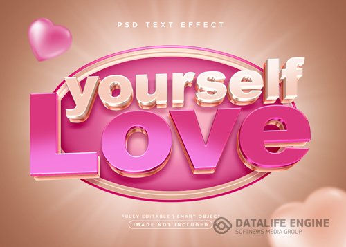 3d style love text effect psd