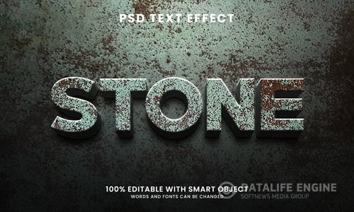 Realistic 3d stone text effect psd