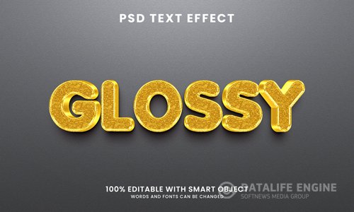 Glossy 3d text effect template