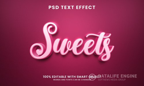 Sweets 3d text effect psd