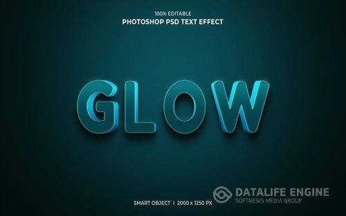 Glow 3d editable text effect psd