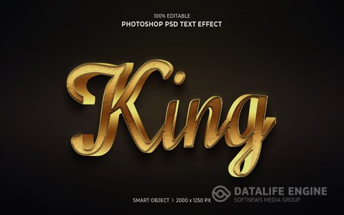 King 3d editable text effect psd