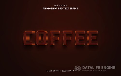 Coffee 3d editable text effect psd