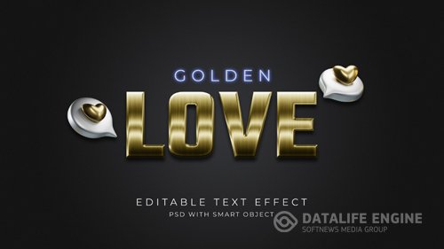 Golden love text effect psd