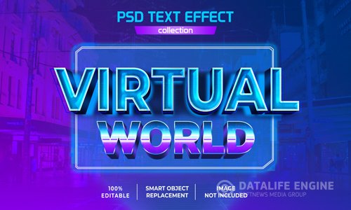 Virtual world future hologram text effect psd