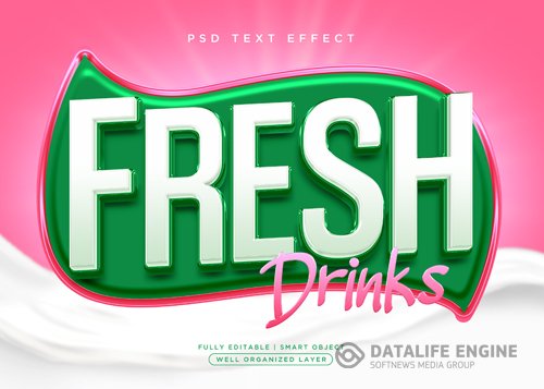 3d style fresh text effect psd