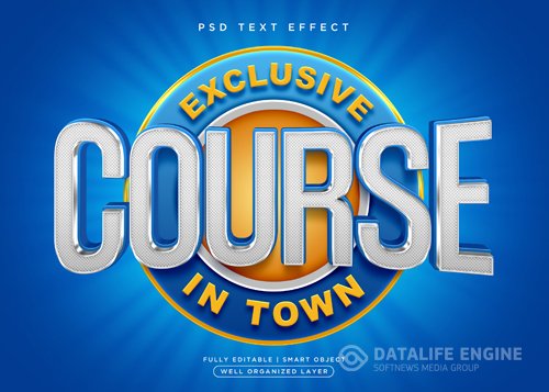 3d style course text effect psd