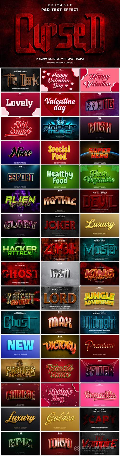 Bundle 3d text style effect in psd vol 9