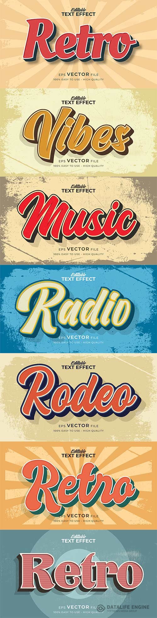 Retro style text effect editable