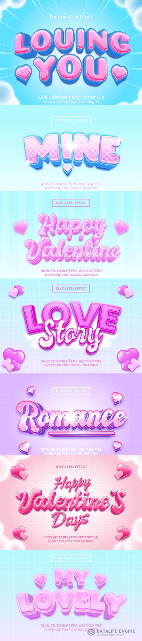 Romance editable text effect vector